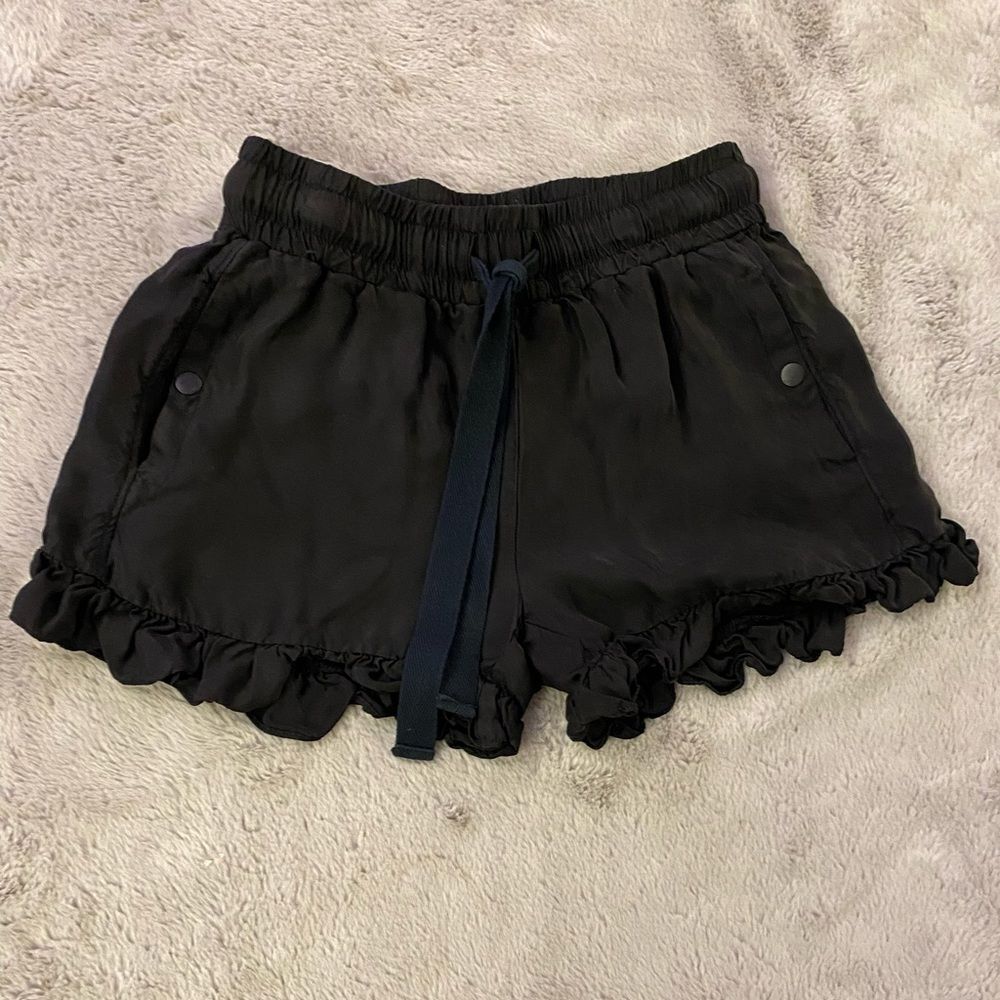 Cinq à Sept Black Ruffle Hem Shorts
